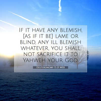 Picture 07 - Deuteronomy 15:21 WEB - If it have any blemish, [as if it be] lame or - Bible Verse Picture
