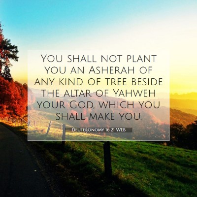 Picture 07 - Deuteronomy 16:21 WEB - You shall not plant you an Asherah of any kind of - Bible Verse Picture