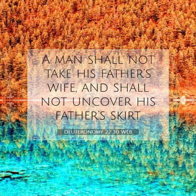 Picture 07 - Deuteronomy 22:30 WEB - A man shall not take his father's wife, and shall - Bible Verse Picture