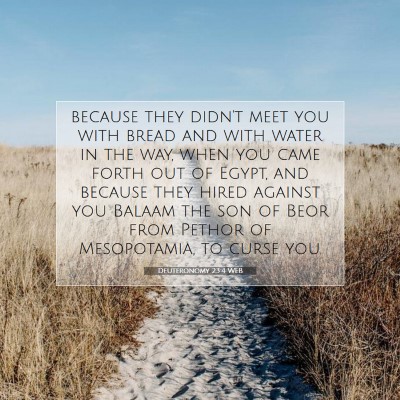Picture 07 - Deuteronomy 23:4 WEB - because they didn't meet you with bread and with - Bible Verse Picture