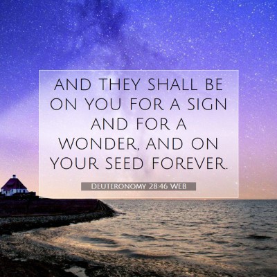 Picture 07 - Deuteronomy 28:46 WEB - and they shall be on you for a sign and for a - Bible Verse Picture