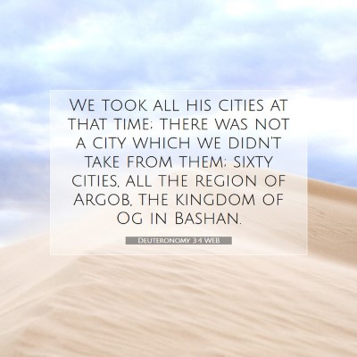 Picture 07 - Deuteronomy 3:4 WEB - We took all his cities at that time; there was - Bible Verse Picture