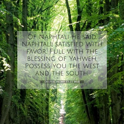 Picture 07 - Deuteronomy 33:23 WEB - Of Naphtali he said, Naphtali, satisfied with - Bible Verse Picture