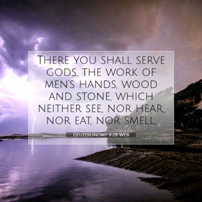 Picture 07 - Deuteronomy 4:28 WEB - There you shall serve gods, the work of men's - Bible Verse Picture
