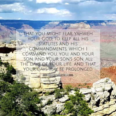 Picture 07 - Deuteronomy 6:2 WEB - that you might fear Yahweh your God, to keep all - Bible Verse Picture