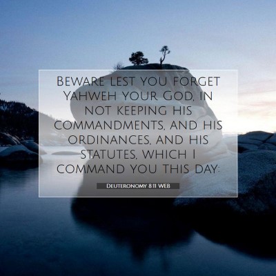 Picture 07 - Deuteronomy 8:11 WEB - Beware lest you forget Yahweh your God, in not - Bible Verse Picture