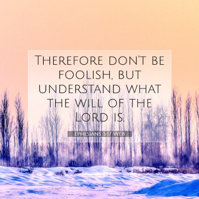 Picture 07 - Ephesians 5:17 WEB - Therefore don't be foolish, but understand what - Bible Verse Picture