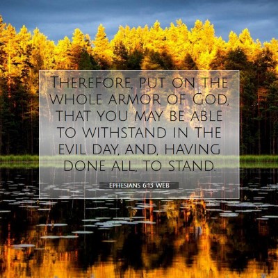 Picture 07 - Ephesians 6:13 WEB - Therefore, put on the whole armor of God, that - Bible Verse Picture