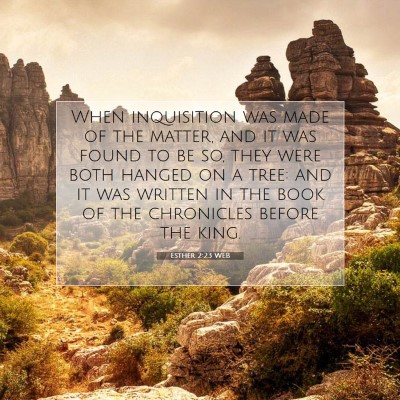 Picture 07 - Esther 2:23 WEB - When inquisition was made of the matter, and it - Bible Verse Picture
