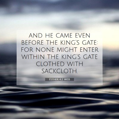 Picture 07 - Esther 4:2 WEB - and he came even before the king's gate: for none - Bible Verse Picture