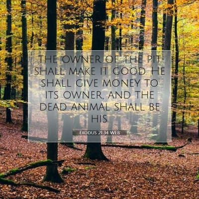 Picture 07 - Exodus 21:34 WEB - the owner of the pit shall make it good. He shall - Bible Verse Picture