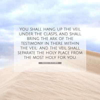 Picture 07 - Exodus 26:33 WEB - You shall hang up the veil under the clasps, and - Bible Verse Picture