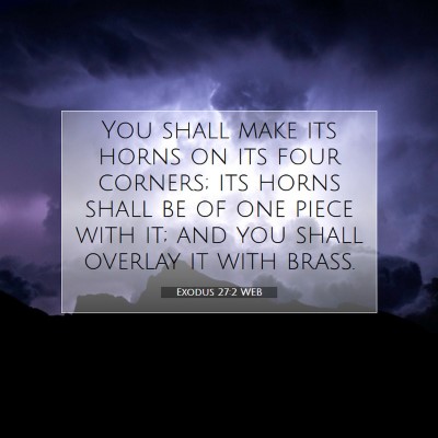 Picture 07 - Exodus 27:2 WEB - You shall make its horns on its four corners; its - Bible Verse Picture