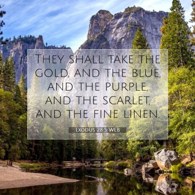 Picture 07 - Exodus 28:5 WEB - They shall take the gold, and the blue, and the - Bible Verse Picture