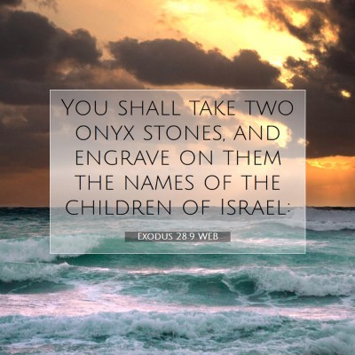 Picture 07 - Exodus 28:9 WEB - You shall take two onyx stones, and engrave on - Bible Verse Picture
