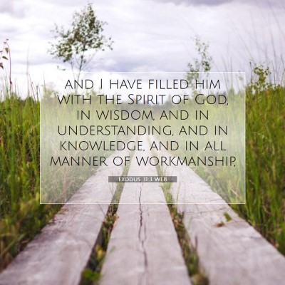 Picture 07 - Exodus 31:3 WEB - and I have filled him with the Spirit of God, in - Bible Verse Picture