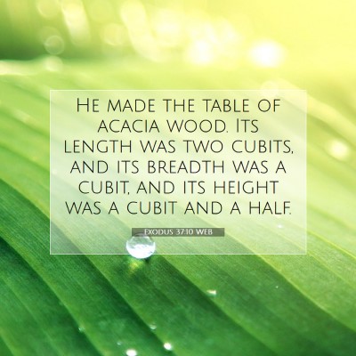 Picture 07 - Exodus 37:10 WEB - He made the table of acacia wood. Its length was - Bible Verse Picture