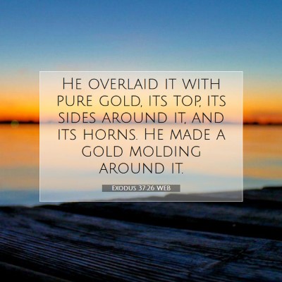 Picture 07 - Exodus 37:26 WEB - He overlaid it with pure gold, its top, its sides - Bible Verse Picture