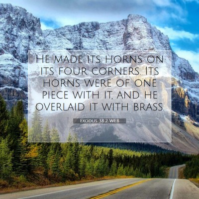 Picture 07 - Exodus 38:2 WEB - He made its horns on its four corners. Its horns - Bible Verse Picture