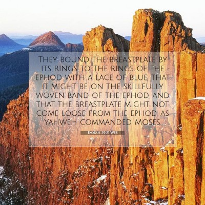 Picture 07 - Exodus 39:21 WEB - They bound the breastplate by its rings to the - Bible Verse Picture