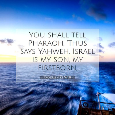 Picture 07 - Exodus 4:22 WEB - You shall tell Pharaoh, 'Thus says Yahweh, Israel - Bible Verse Picture