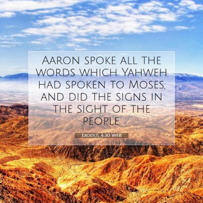 Picture 07 - Exodus 4:30 WEB - Aaron spoke all the words which Yahweh had spoken - Bible Verse Picture