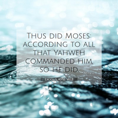 Picture 07 - Exodus 40:16 WEB - Thus did Moses: according to all that Yahweh - Bible Verse Picture