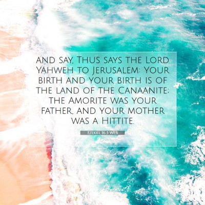 Picture 07 - Ezekiel 16:3 WEB - and say, Thus says the Lord Yahweh to Jerusalem: - Bible Verse Picture