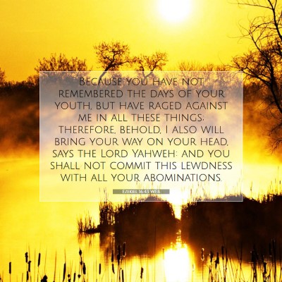Picture 07 - Ezekiel 16:43 WEB - Because you have not remembered the days of your - Bible Verse Picture