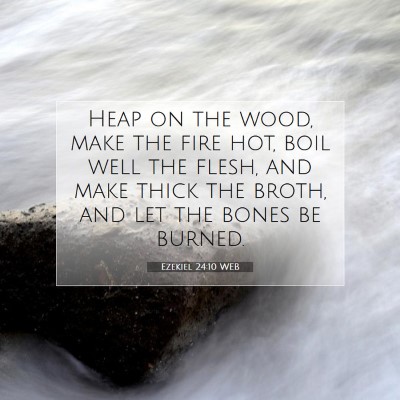 Picture 07 - Ezekiel 24:10 WEB - Heap on the wood, make the fire hot, boil well - Bible Verse Picture