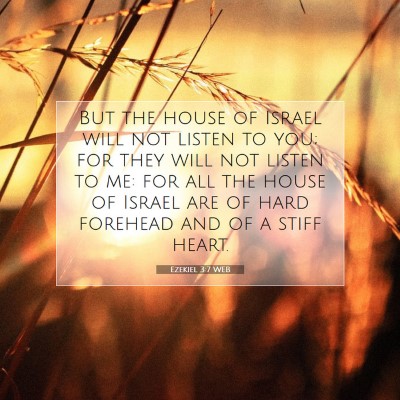 Picture 07 - Ezekiel 3:7 WEB - But the house of Israel will not listen to you; - Bible Verse Picture