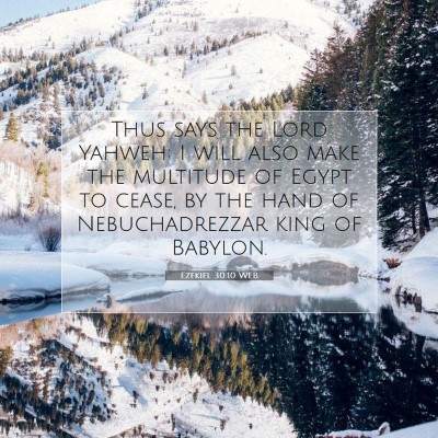 Picture 07 - Ezekiel 30:10 WEB - Thus says the Lord Yahweh: I will also make the - Bible Verse Picture