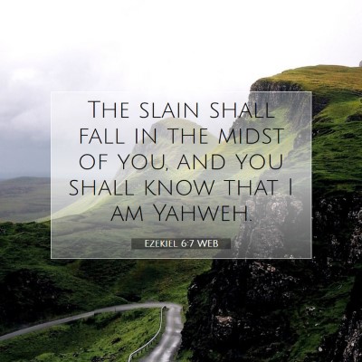 Picture 07 - Ezekiel 6:7 WEB - The slain shall fall in the midst of you, and you - Bible Verse Picture