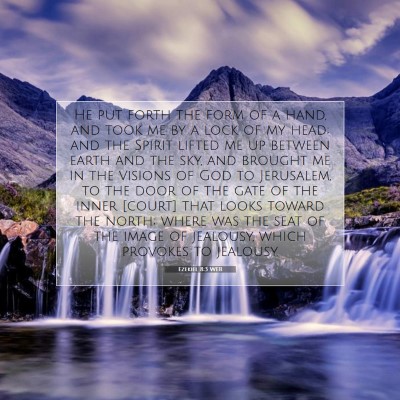 Picture 07 - Ezekiel 8:3 WEB - He put forth the form of a hand, and took me by a - Bible Verse Picture
