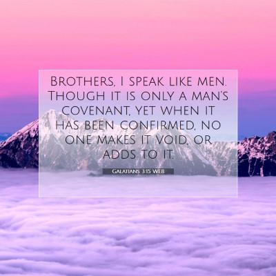 Picture 07 - Galatians 3:15 WEB - Brothers, I speak like men. Though it is only a - Bible Verse Picture