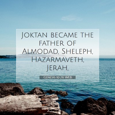 Picture 07 - Genesis 10:26 WEB - Joktan became the father of Almodad, Sheleph, - Bible Verse Picture