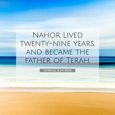 Picture 07 - Genesis 11:24 WEB - Nahor lived twenty-nine years, and became the - Bible Verse Picture