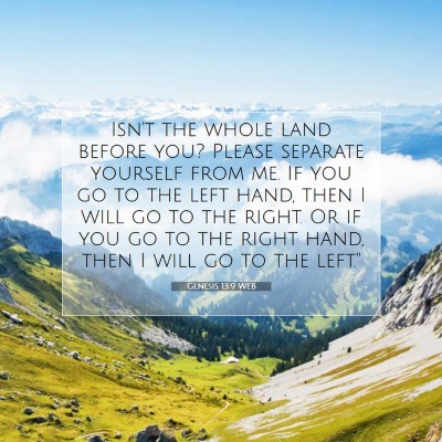 Picture 07 - Genesis 13:9 WEB - Isn't the whole land before you? Please separate - Bible Verse Picture