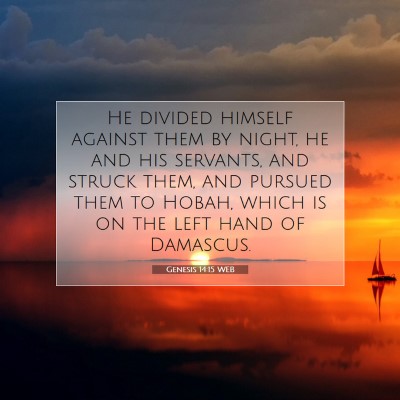 Picture 07 - Genesis 14:15 WEB - He divided himself against them by night, he and - Bible Verse Picture