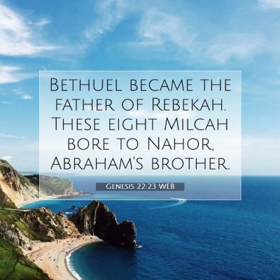 Picture 07 - Genesis 22:23 WEB - Bethuel became the father of Rebekah. These eight - Bible Verse Picture