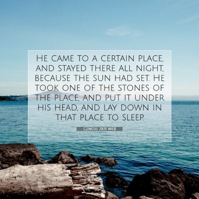 Picture 07 - Genesis 28:11 WEB - He came to a certain place, and stayed there all - Bible Verse Picture