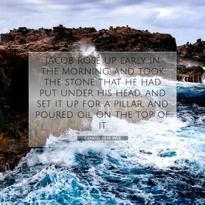 Picture 07 - Genesis 28:18 WEB - Jacob rose up early in the morning, and took the - Bible Verse Picture