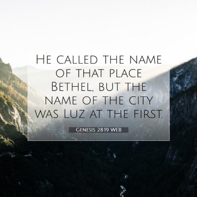 Picture 07 - Genesis 28:19 WEB - He called the name of that place Bethel, but the - Bible Verse Picture
