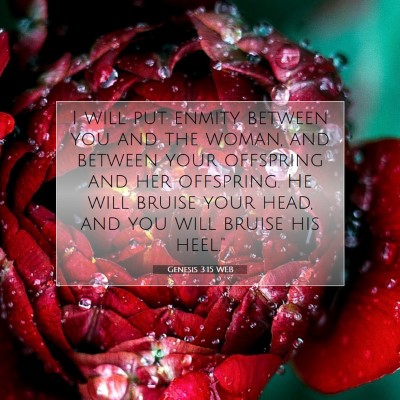 Picture 07 - Genesis 3:15 WEB - I will put enmity between you and the woman, and - Bible Verse Picture
