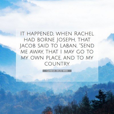 Picture 07 - Genesis 30:25 WEB - It happened, when Rachel had borne Joseph, that - Bible Verse Picture