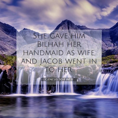 Picture 07 - Genesis 30:4 WEB - She gave him Bilhah her handmaid as wife, and - Bible Verse Picture