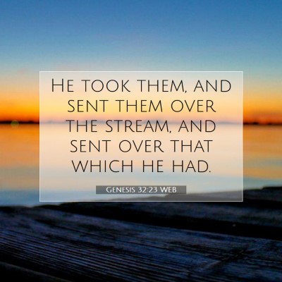 Picture 07 - Genesis 32:23 WEB - He took them, and sent them over the stream, and - Bible Verse Picture
