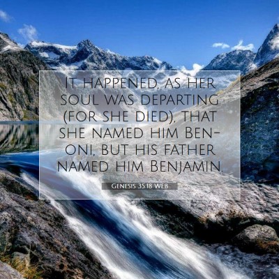 Picture 07 - Genesis 35:18 WEB - It happened, as her soul was departing (for she - Bible Verse Picture