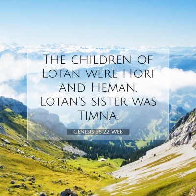 Picture 07 - Genesis 36:22 WEB - The children of Lotan were Hori and Heman. - Bible Verse Picture