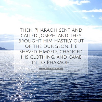 Picture 07 - Genesis 41:14 WEB - Then Pharaoh sent and called Joseph, and they - Bible Verse Picture